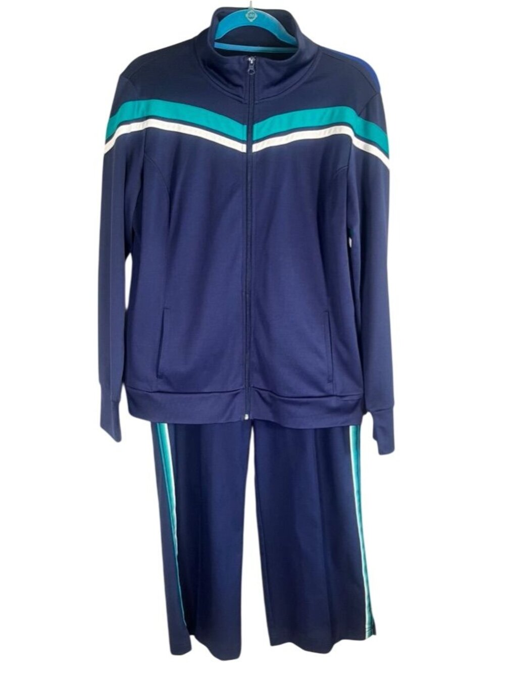 Retro Sweatpant Set Blue L Life is Good Resort Preppy Tennis Sporty Classic Chic